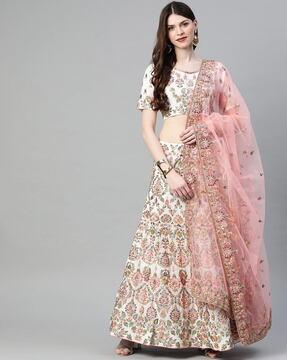 embellished semi-stitched lehenga & choli with dupatta