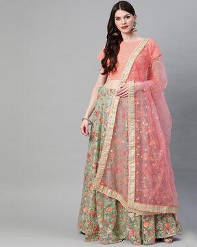 embellished semi-stitched lehenga & choli with dupatta