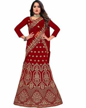 embellished semi-stitched lehenga choli set with dupatta