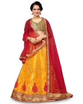 embellished semi-stitched lehenga choli set with dupatta