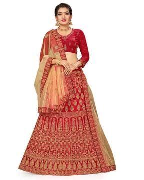 embellished semi-stitched lehenga choli set with dupatta