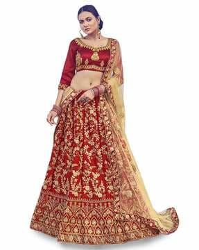 embellished semi-stitched lehenga choli set with dupatta