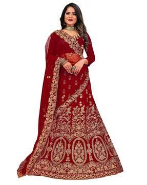 embellished semi-stitched lehenga choli set with dupatta