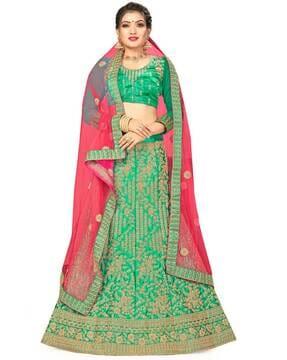 embellished semi-stitched lehenga choli set with dupatta