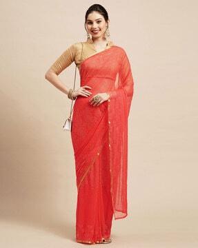 embellished sheer chiffon saree