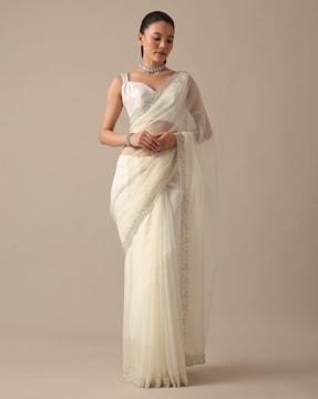 embellished sheer organza saree