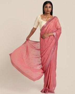 embellished sheer-through saree