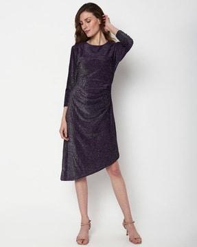 embellished shift dress with asymmetric hem