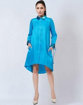 embellished shirt dress with insert pockets