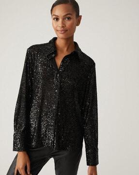 embellished shirt with full-sleeves