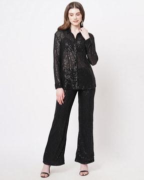 embellished shirt with sequin accent