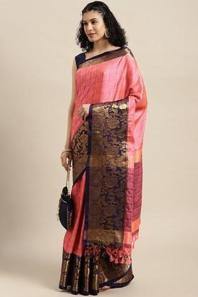 embellished silk festive wear women's saree - pink