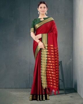 embellished silk jacquard saree