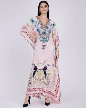 embellished silk kaftan