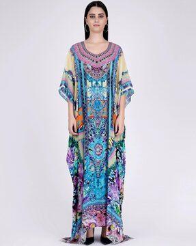 embellished silk kaftan