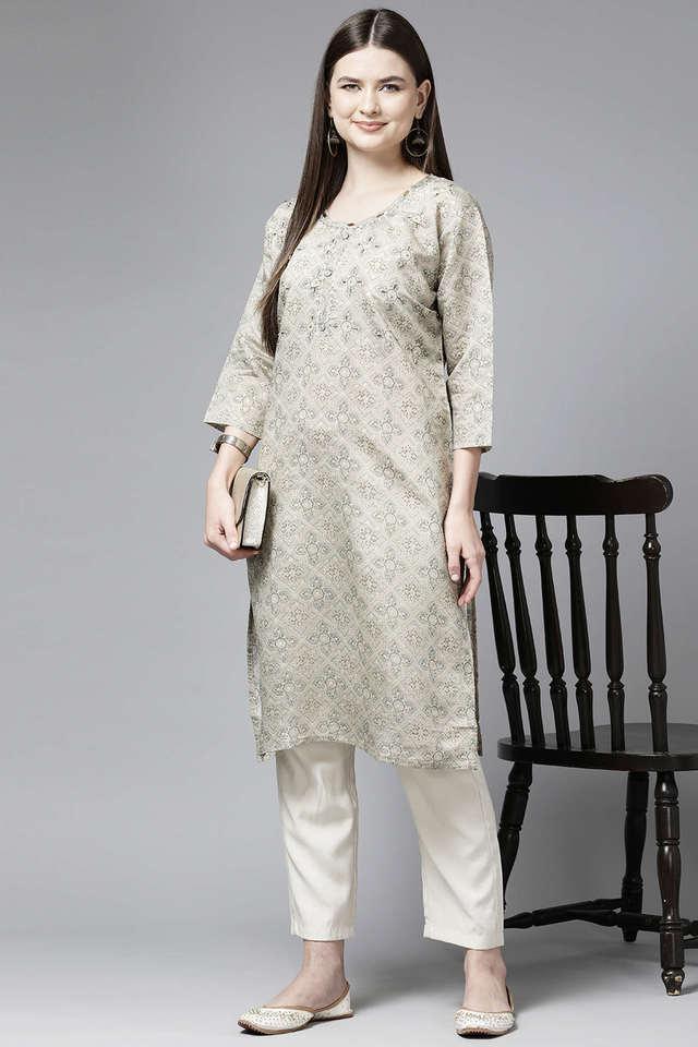 embellished silk round neck womens party wear kurti