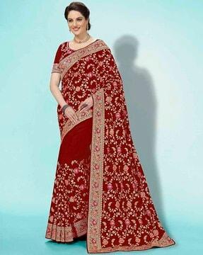 embellished silk saree with border