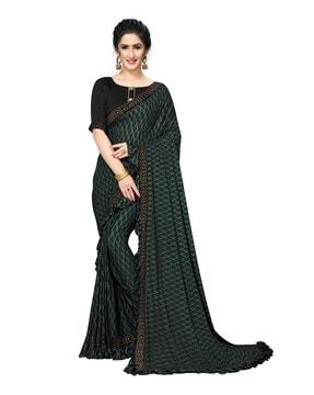 embellished silk saree with tassels