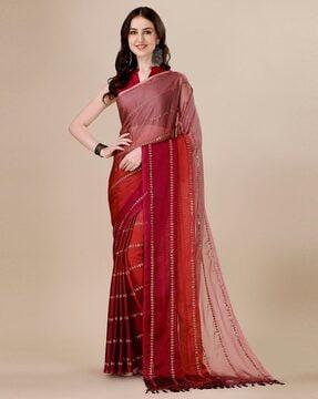 embellished silk saree with tassels