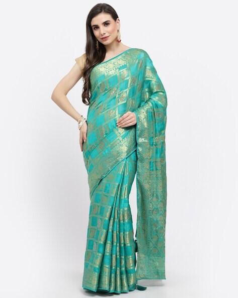 embellished silk saree with zari border