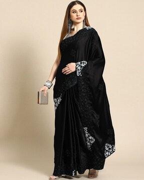embellished silk saree