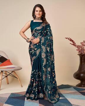 embellished silk saree