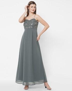 embellished sleeveless gown dress