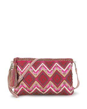 embellished sling bag with detachable strap