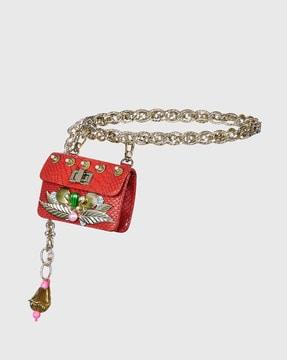 embellished sling bag with silver chain