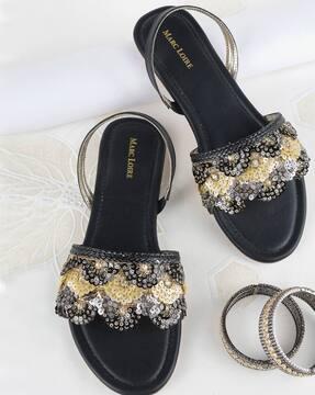 embellished slingback flat sandals