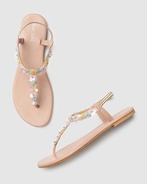 embellished slingback flat sandals