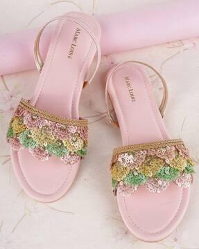 embellished slingback flat sandals