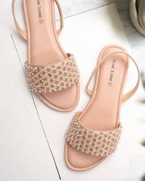 embellished slingback flat sandals