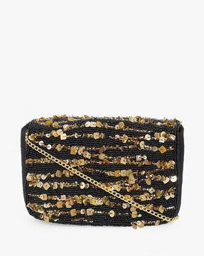 embellished slingbag with chain strap