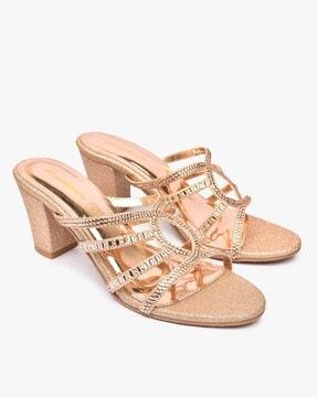 embellished slip-on chunky heeled sandals