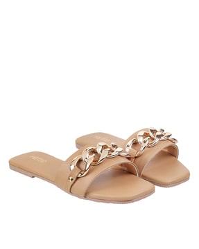 embellished slip-on flat sandal