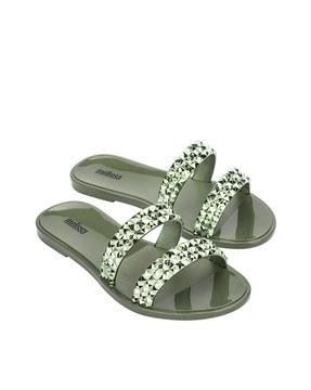 embellished slip-on flat sandals