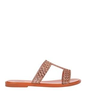 embellished slip-on flat sandals