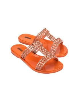 embellished slip-on flat sandals