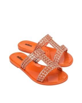 embellished slip-on flat sandals