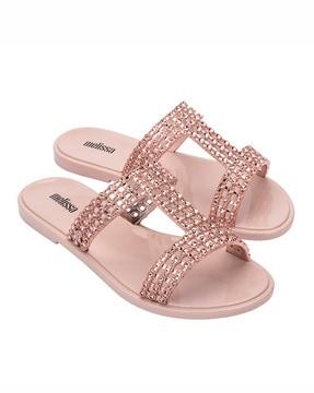 embellished slip-on flat sandals