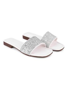 embellished slip-on flat sandals