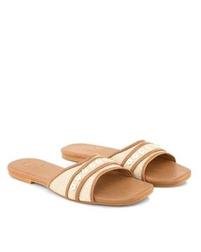 embellished slip-on flat sandals