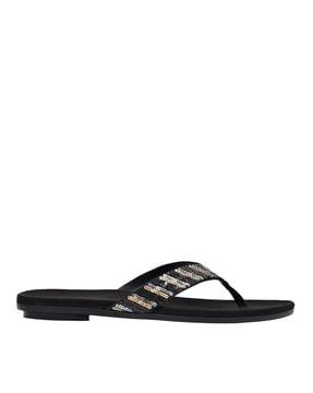 embellished slip-on flat sandals