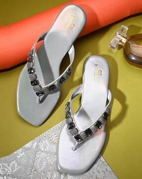 embellished slip-on flat sandals