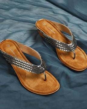 embellished slip-on flat sandals