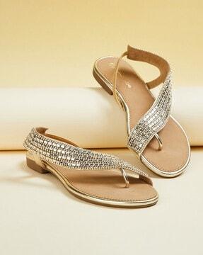 embellished slip-on flat sandals