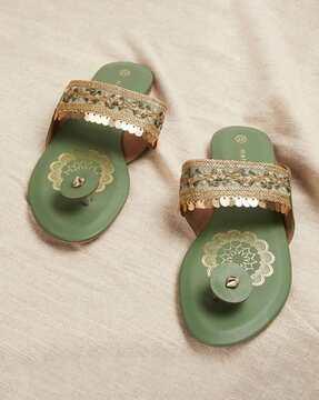 embellished slip-on flat sandals