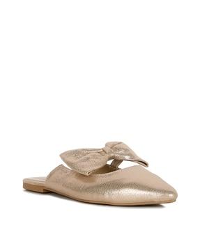 embellished slip-on mules with bow accent