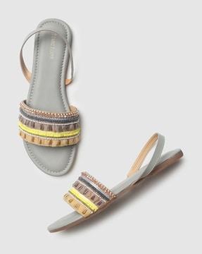 embellished slip-on sandals with slingback